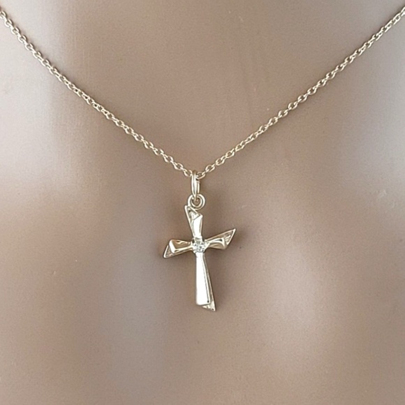 10K Yellow Gold Diamond Cross Pendant #16231